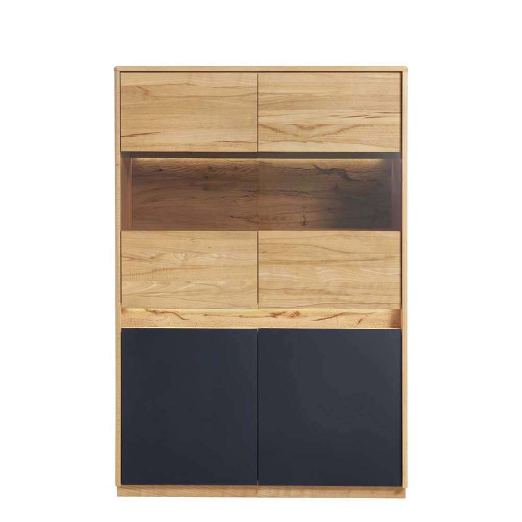 Esszimmer Vitrine aus Kernbuche Massivholz und Glas LED Beleuchtung