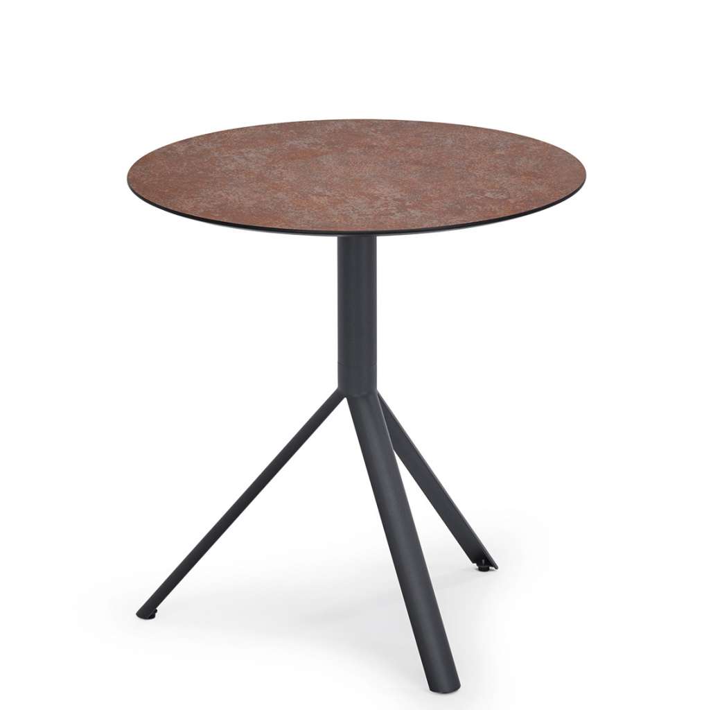 Weishäupl - Trio Bistrotisch rund - HPL corten - Gestell grau metallic - Ø 70 cm - indoor