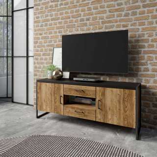 Factory TV Möbel in Fichtefarben und Schwarz 68 cm hoch