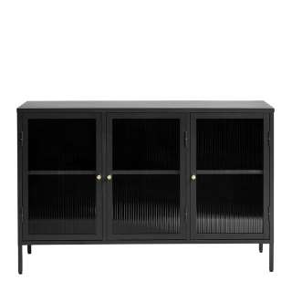 Sideboard mit Glastüren im Industrie und Loft Stil Schwarz