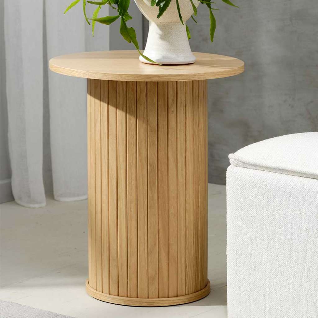 Rundes Beistelltischchen in Eichefarben Skandi Design