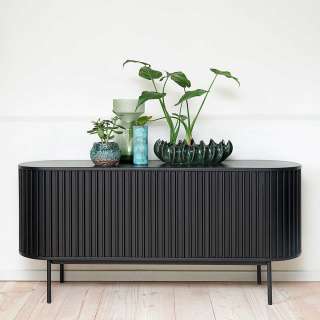 Esszimmerkommode in Schwarz im Skandi Design Schiebetüren