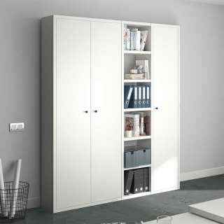 Aktenschrank mit offenen Fächern in Weiß 185 cm breit - 222 cm hoch