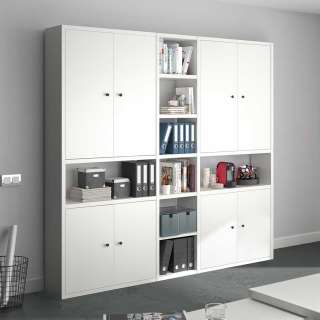 Große Akten Regalwand in Weiß 222 cm hoch und 231 cm breit