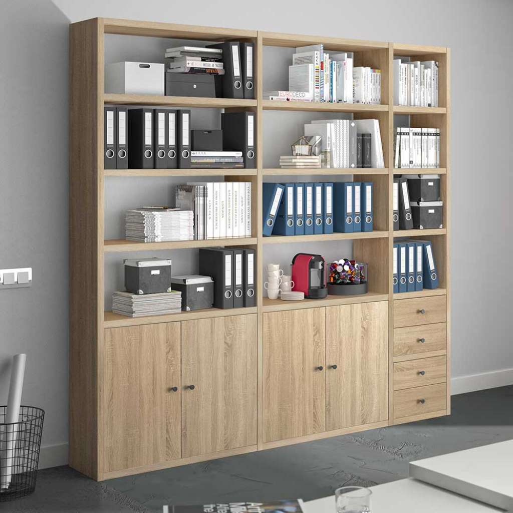 Regal Ordner Arbeitszimmer in Sonoma-Eiche vier Schubladen