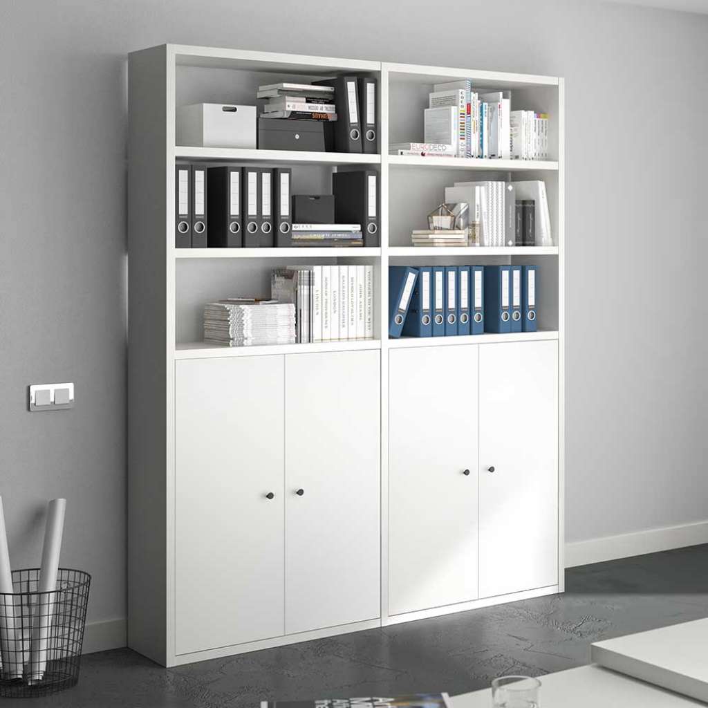 Regal Aktenordner weiß mit vier Türen Made in Germany