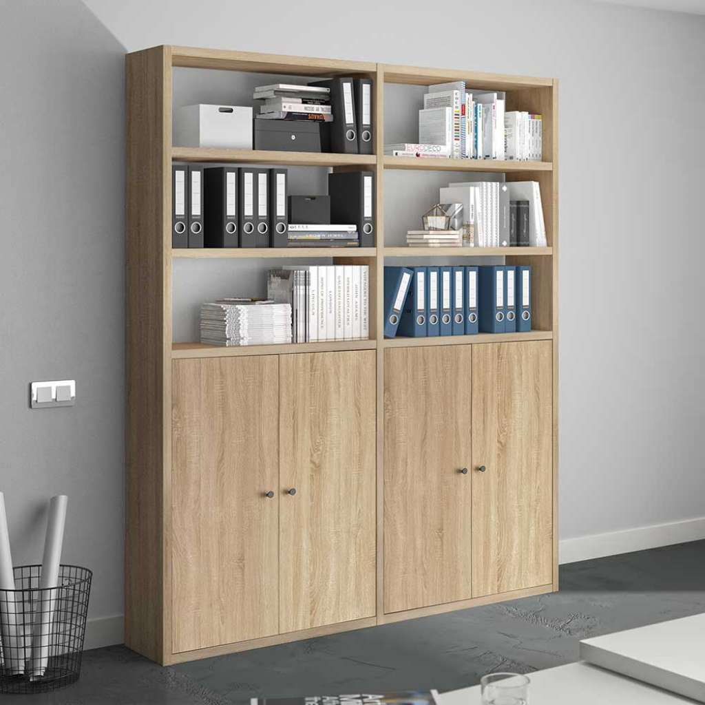 Regal Aktenordner in Sonoma-Eiche 185 cm breit - 222 cm hoch