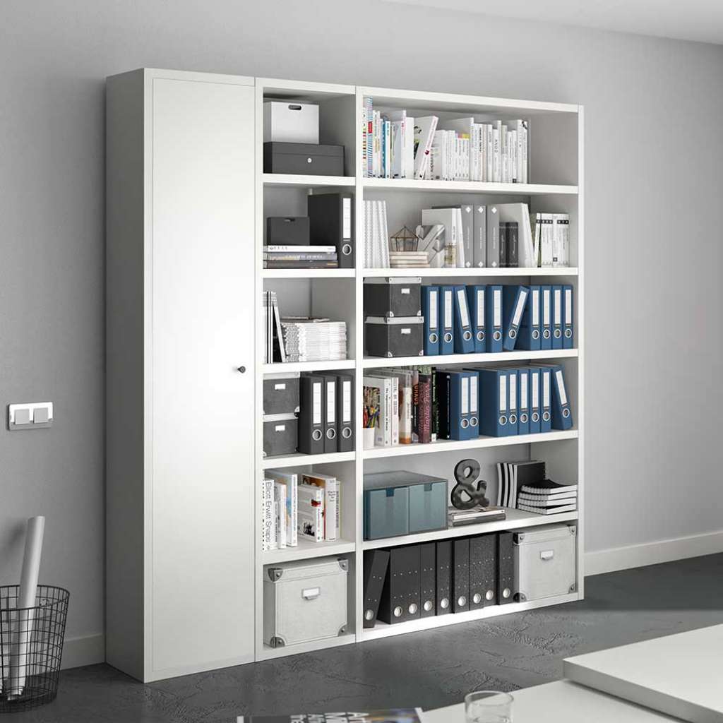 Arbeitszimmer Aktenregal Wand in Weiß Made in Germany