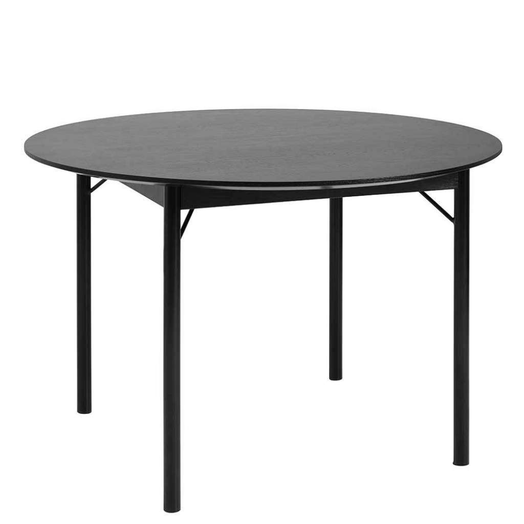 Runder Küchen Tisch in Schwarz Vierfußgestell aus Metall