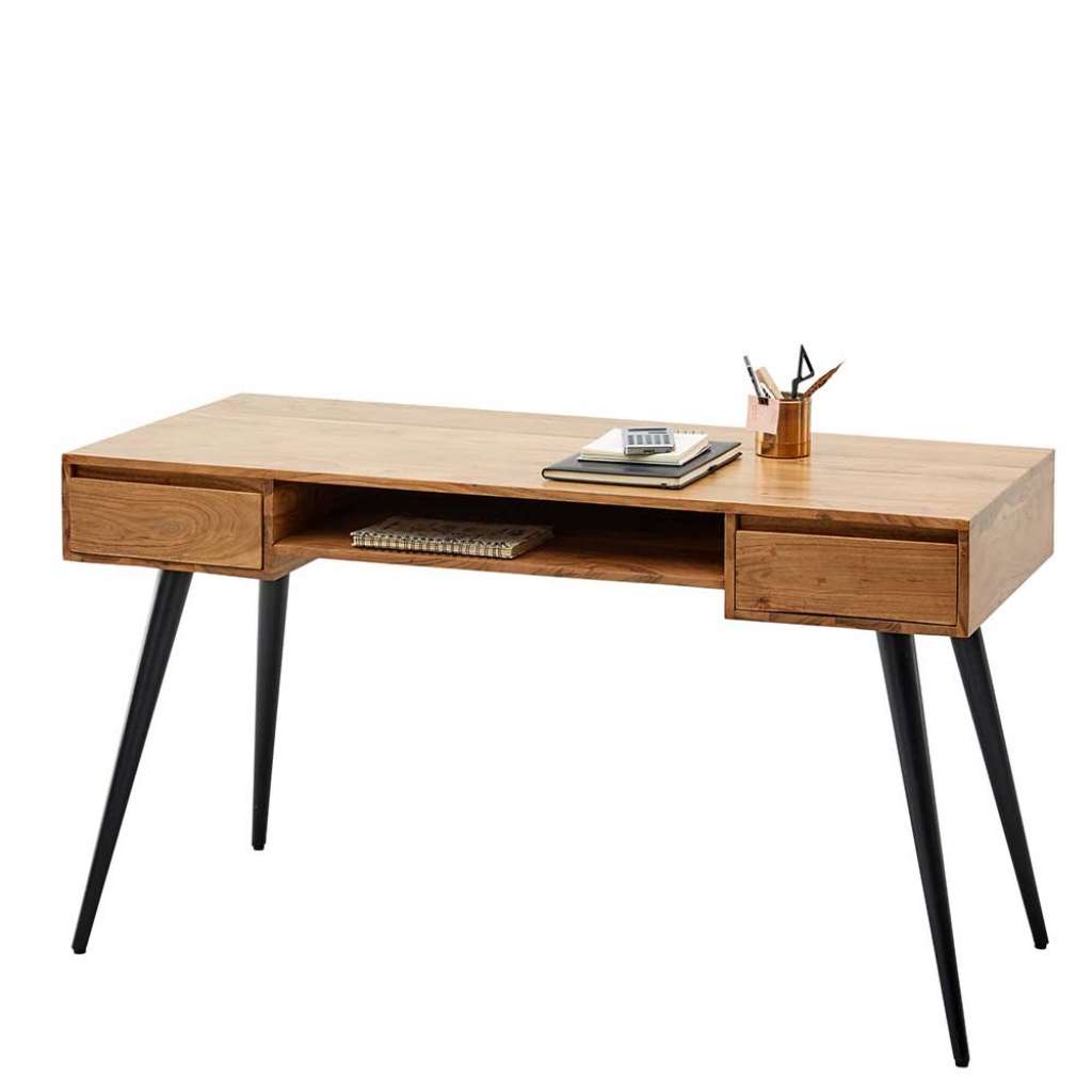 Holz Laptopschreibtisch im Retrostil zwei Schubladen