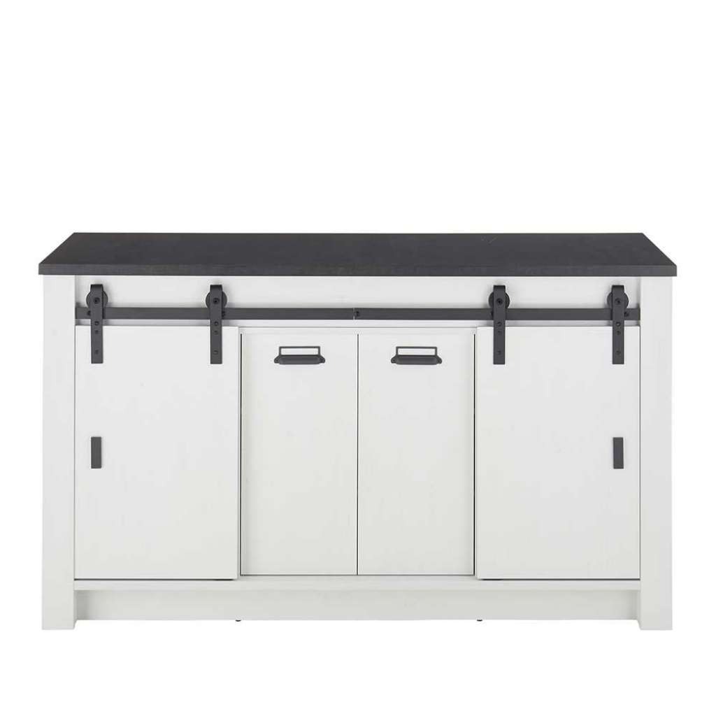 Landhaus Kuechenunterschrank mit Dreh- und Schiebetüren 93 cm hoch