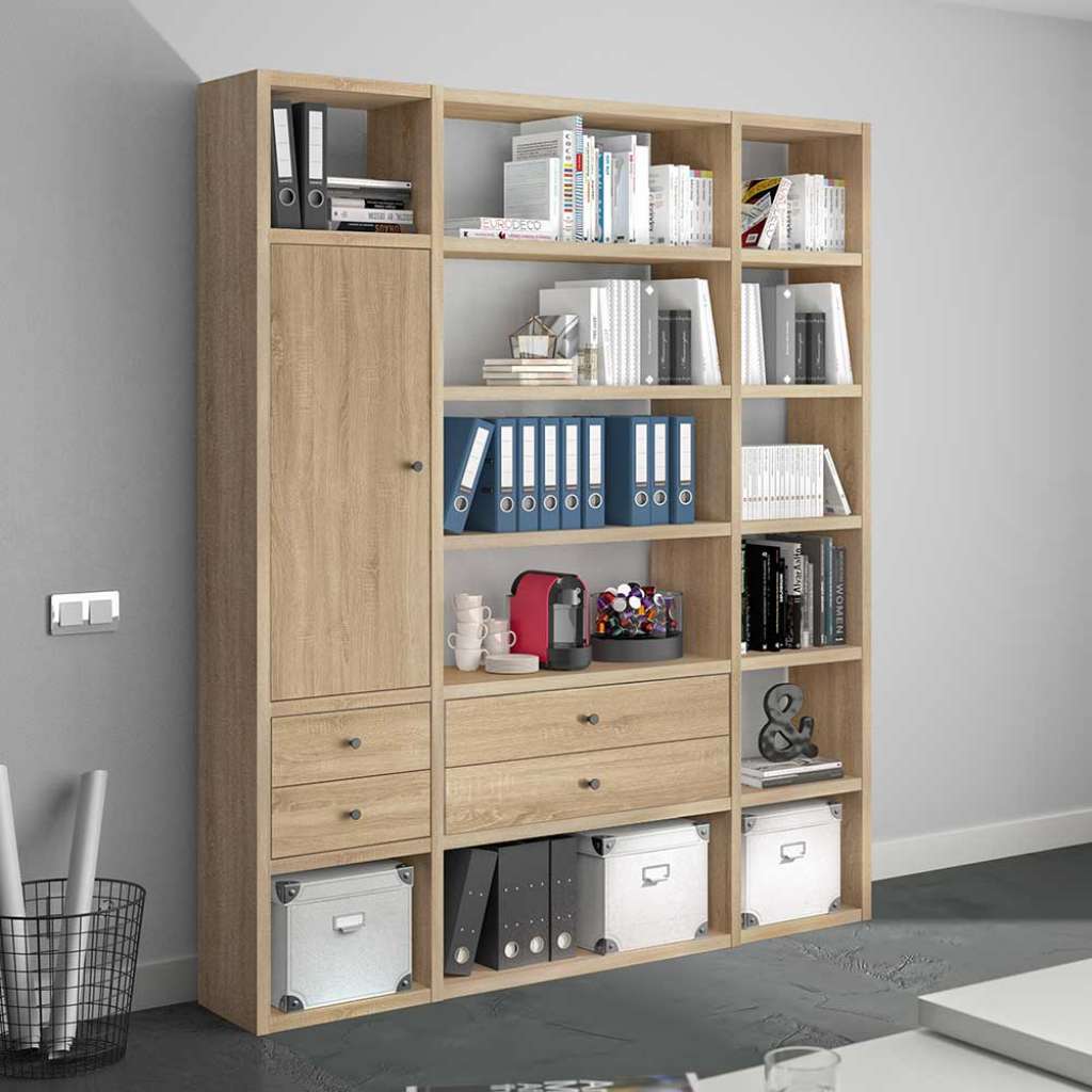 Regal mit Schubladen und Türen in Sonoma-Eiche Ordnerhöhe