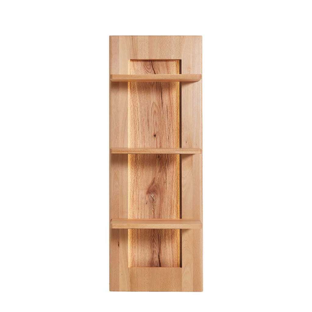 Wohnzimmerregal mit LED aus Kernbuche Massivholz 116 cm hoch