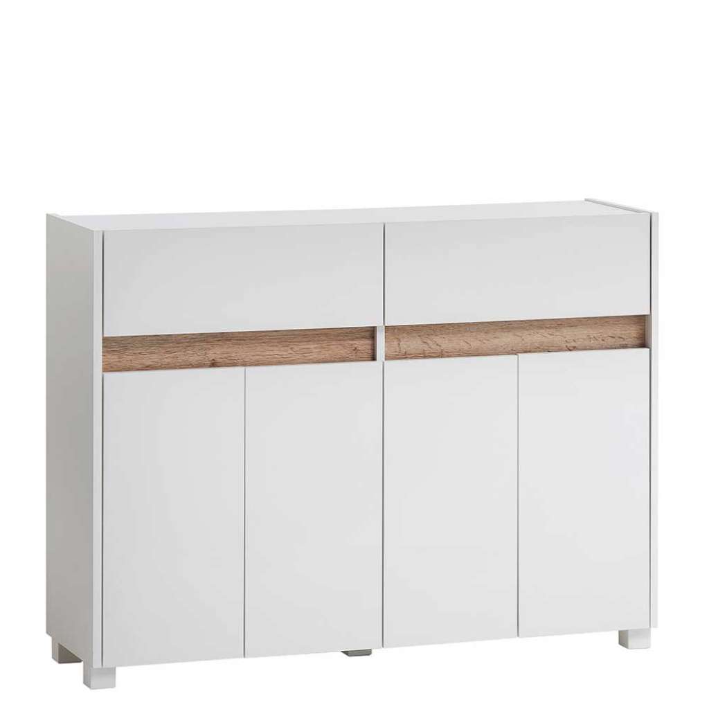 Wohnzimmerkommode im Skandi Design Wildeichefarben und Weiss