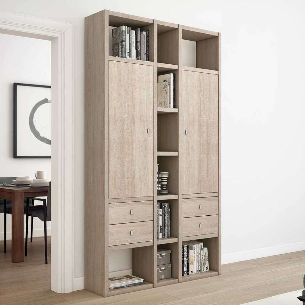 Wohnzimmerregal in Sonoma-Eiche 222 cm hoch - 120 cm breit