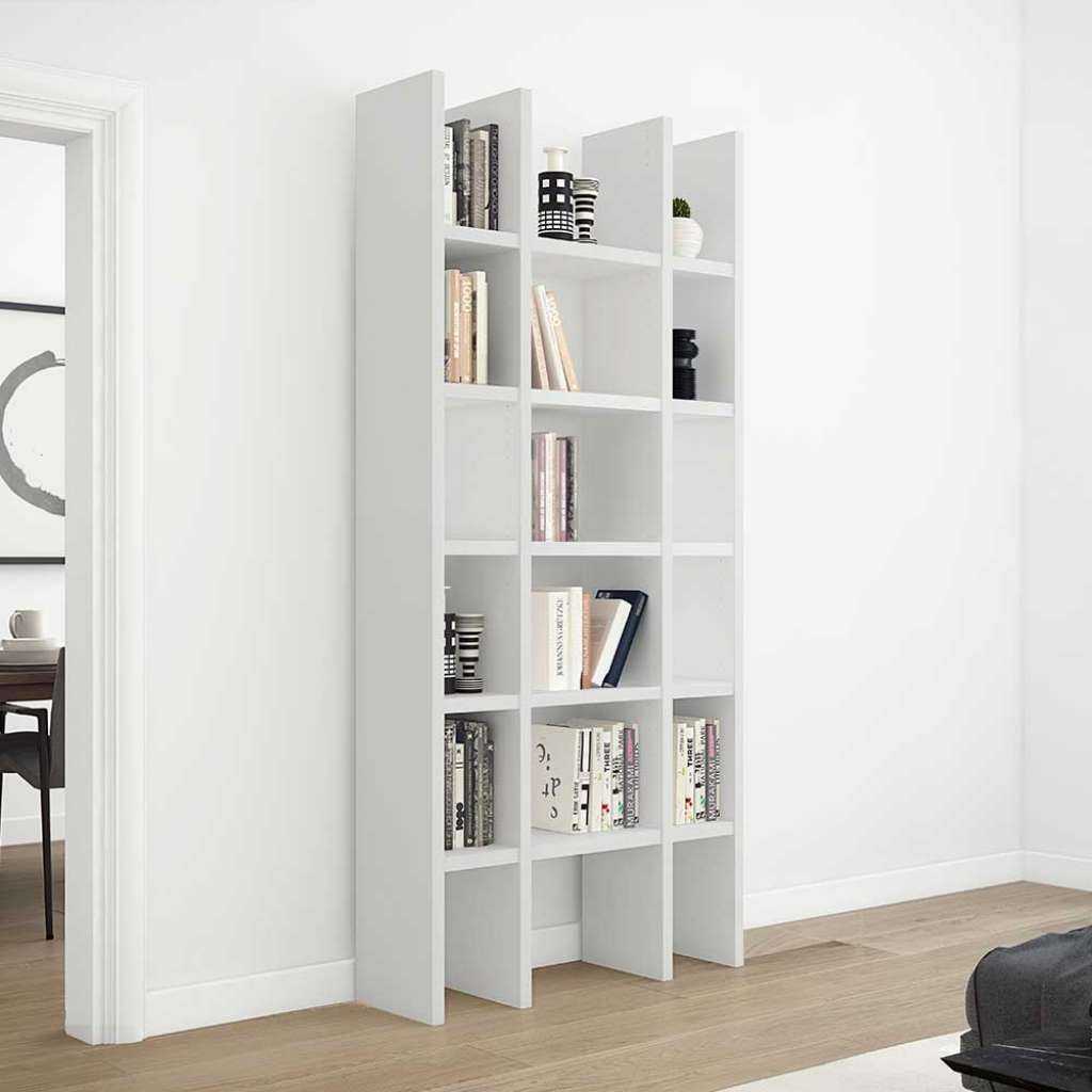 Raumteilerregal in Weiß lackiert 222 cm hoch - 120 cm breit