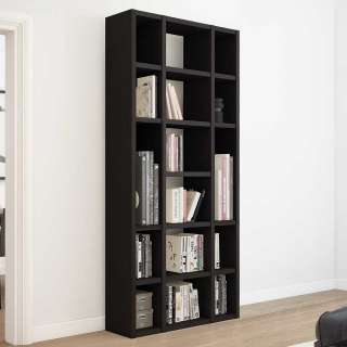 Bücherschrank ohne Rückwand 222 cm hoch - 120 cm breit Schwarzbraun