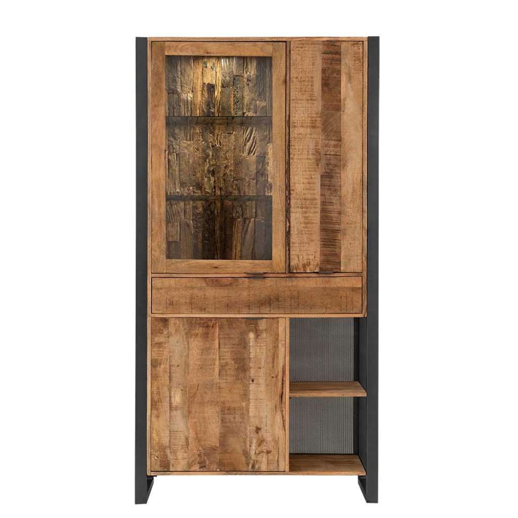 Wohnzimmervitrinenschrank im Industry und Loft Stil Recyclingholz
