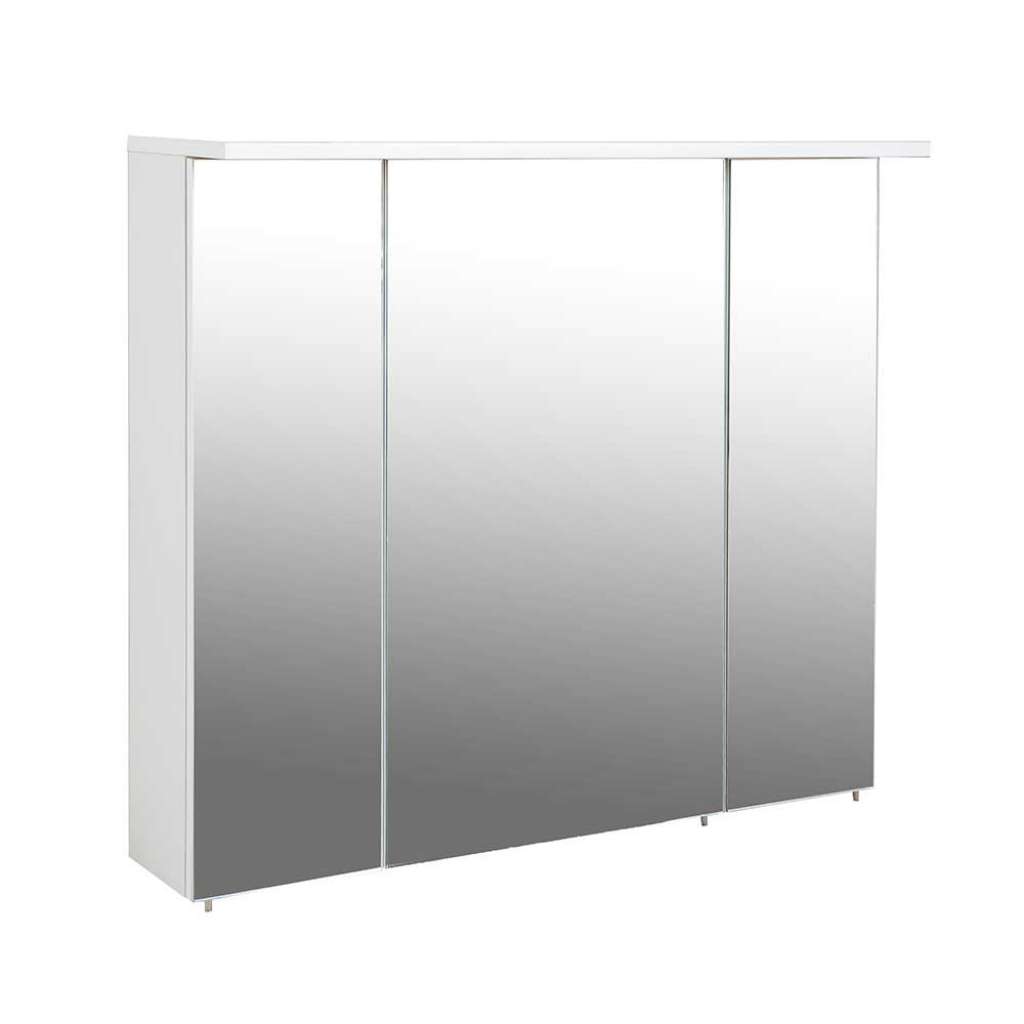 Weißer Badezimmer Spiegelschrank mit LED Beleuchtung 73 cm hoch