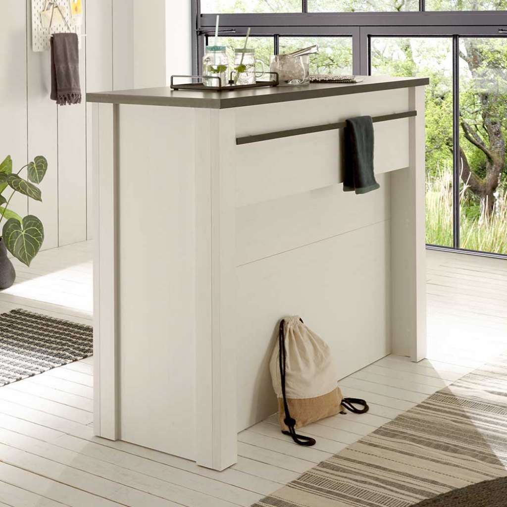 Landhaus Stil Küchentheke in Weiß Anthrazit