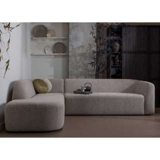 Sofa Eckgarnitur Beige aus Chenillegewebe 274 cm breit