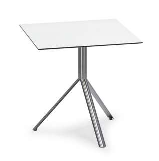 Weishäupl - Trio Bistrotisch eckig - HPL weiß - Gestell Edelstahl - 60 x 60 cm - indoor