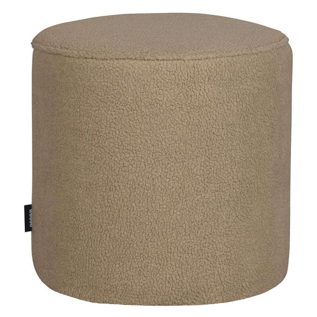 Runder Webplüsch Hocker in Beige 46 cm Durchmesser