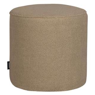 Runder Webplüsch Hocker in Beige 46 cm Durchmesser