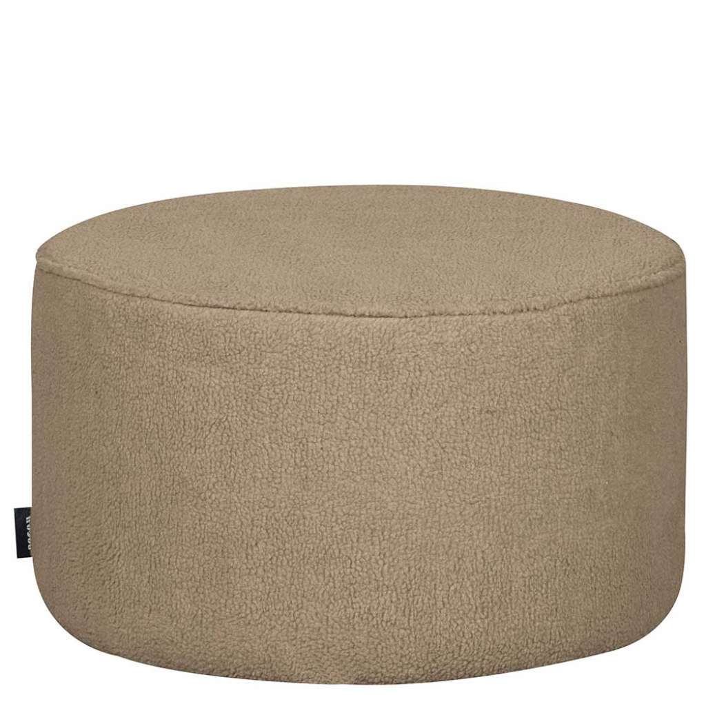 Runder Hocker mit Webplüsch Bezug Beige