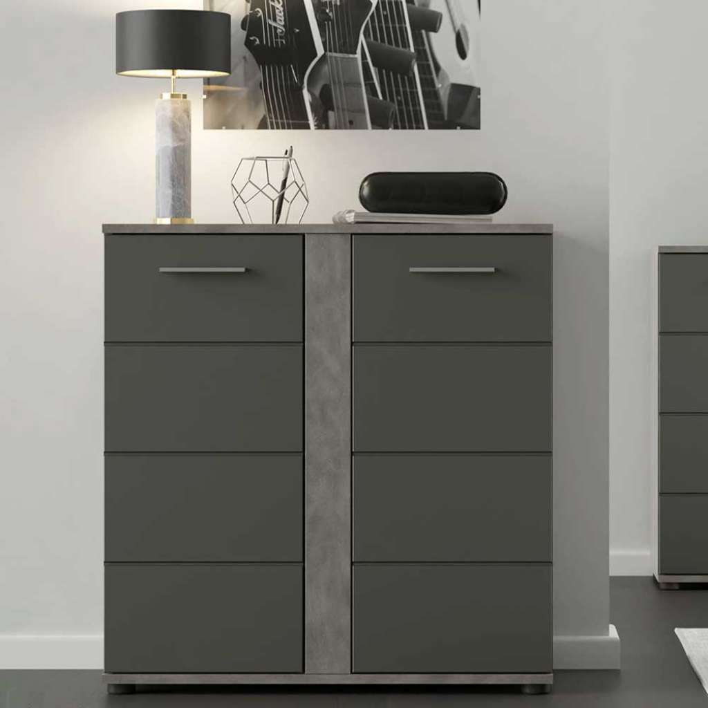 Graue Wohnzimmer Kommode in modernem Design zwei Drehtüren