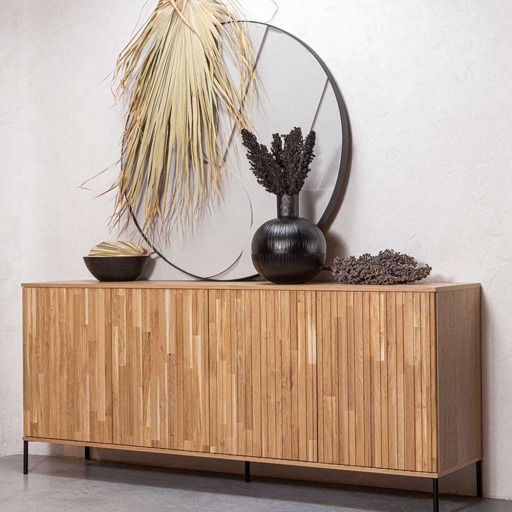 Sidebord in Eiche teilmassiv im Skandi Design 200 cm breit