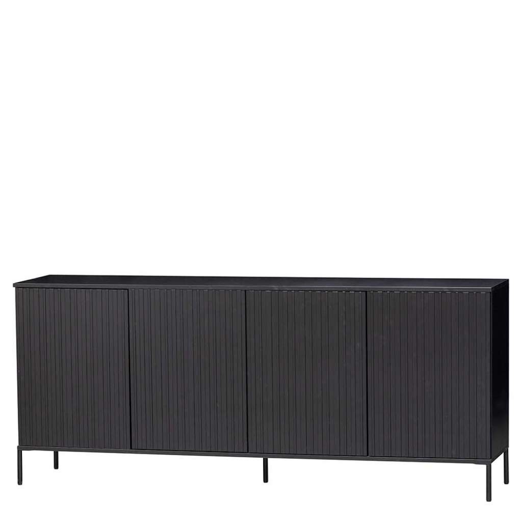 Schwarzes Esszimmersideboard im Skandi Design Vierfußgestell aus Metall