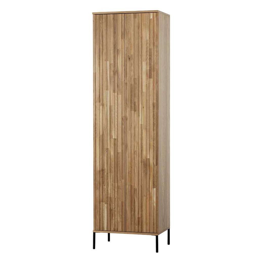 Skandi Wohnzimmerschrank in Eichefarben 210 cm hoch - 60 cm breit