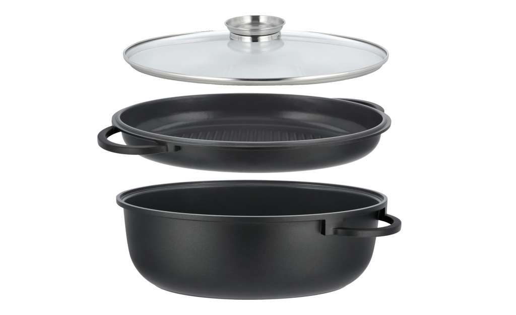Meisterkoch Bräter oval, 3-teilig  GUSTUS ¦ schwarz ¦ Aluminium-Guss Töpfe & Pfannen & Zubehör > Töpfe > Bräter - Höffner