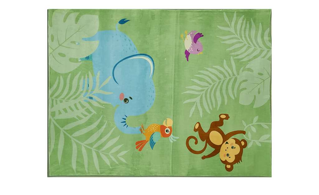 HOME STORY Kurzflorteppich  Elefant ¦ grün ¦ Synthethische Fasern Teppiche > Kinderteppiche - Höffner