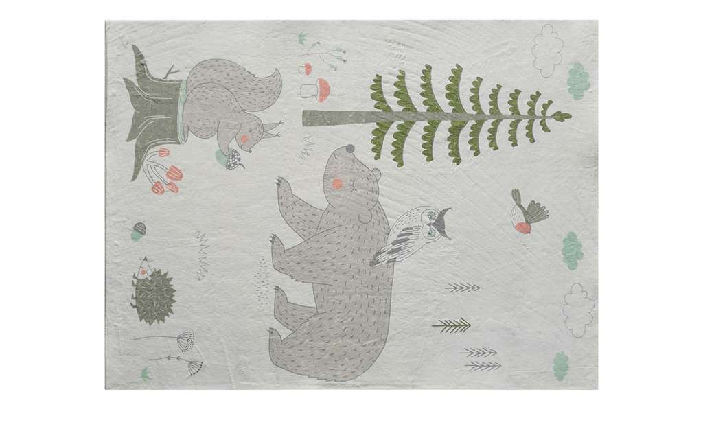 HOME STORY Kurzflorteppich  Bär+Eule ¦ creme ¦ Synthethische Fasern Teppiche > Kinderteppiche - Höffner