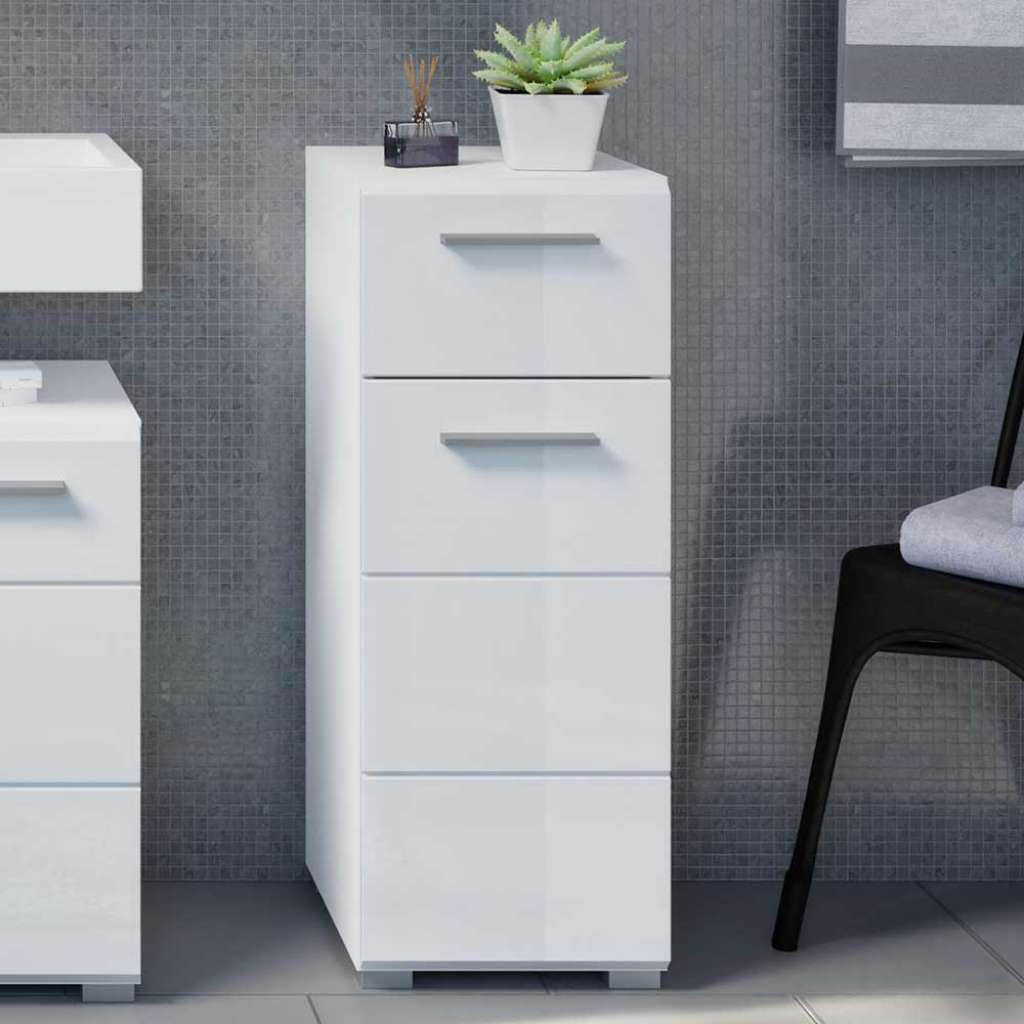 Badezimmerschränkchen in Weiß Hochglanz einer Schublade