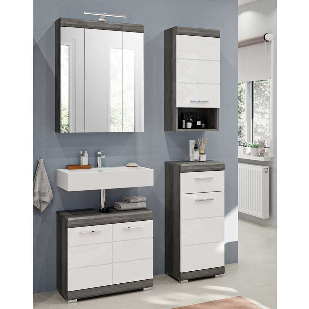 Gästebad Möbel mit Spiegelschrank modernem Design (vierteilig)