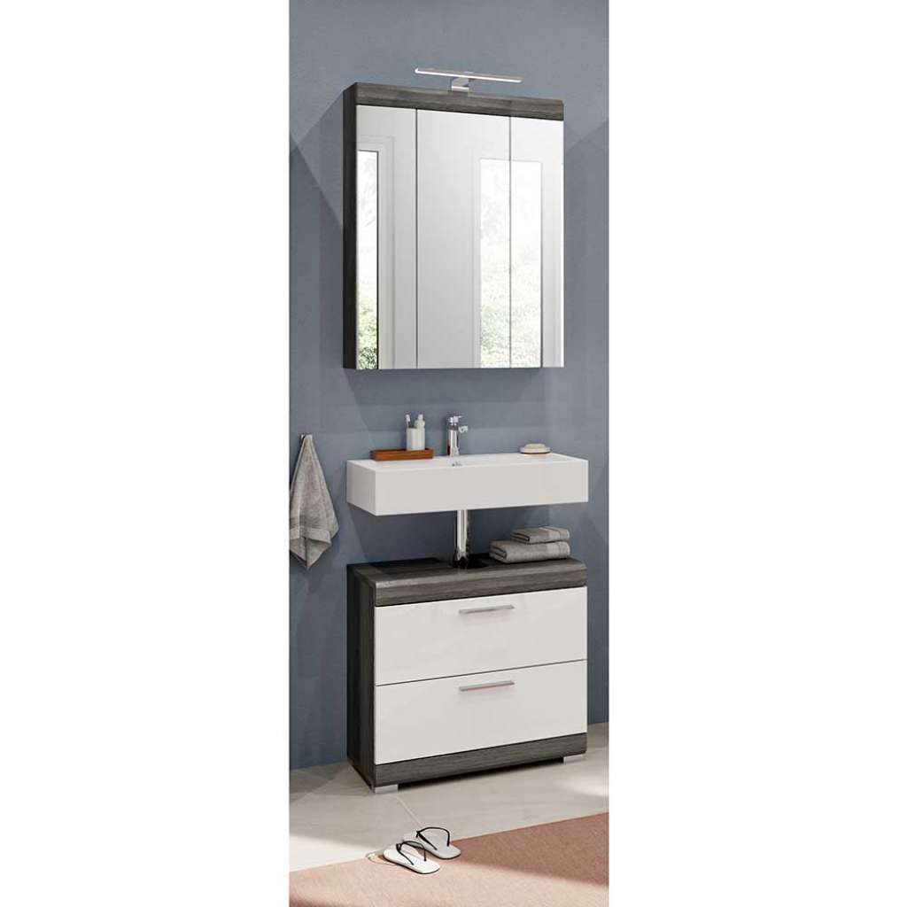 Gaste WC Badmöbel Set 60 cm breit Spiegelschrank (zweiteilig)