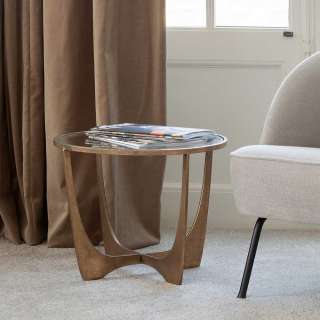 Beistelltisch Sofa modern in Kupferfarben Glasplatte