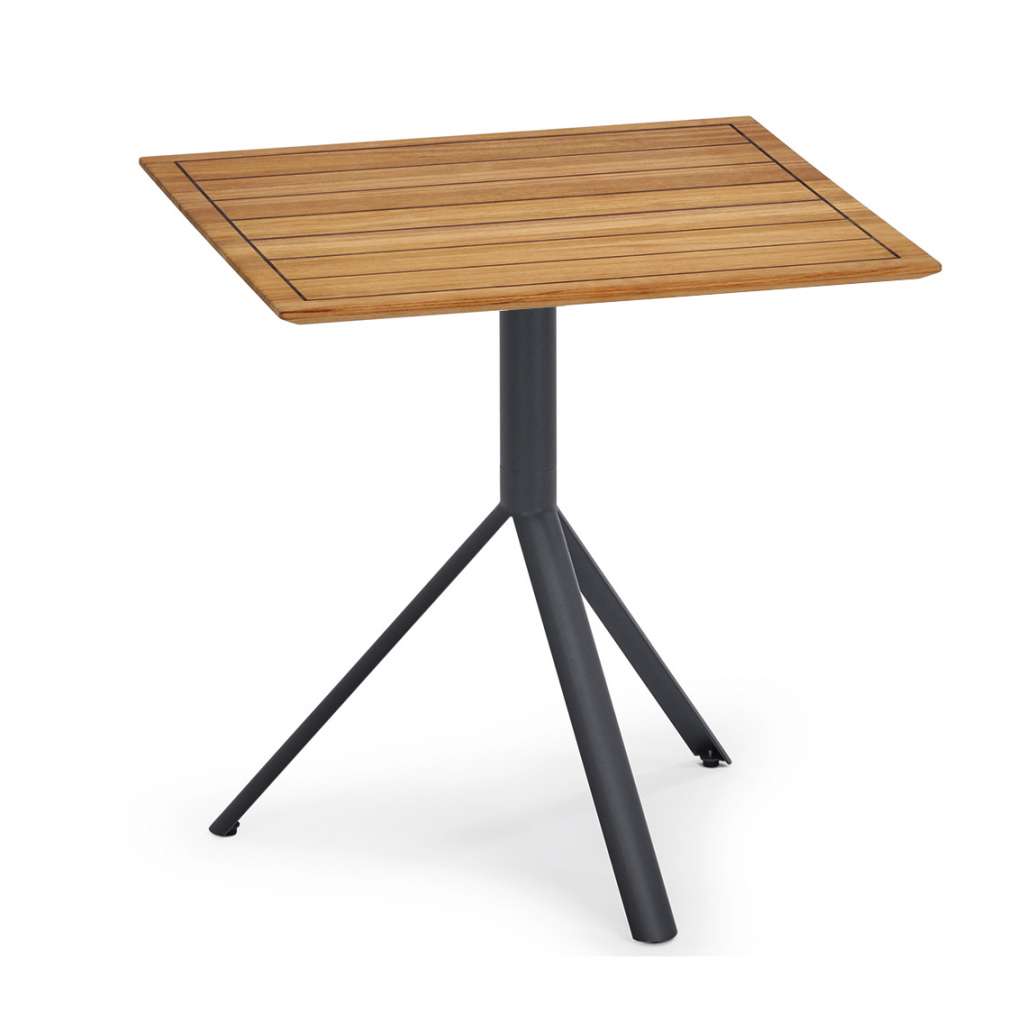 Weishäupl - Trio Bistrotisch eckig - Teak massiv - Gestell grau metallic - 60 x 60 cm - indoor