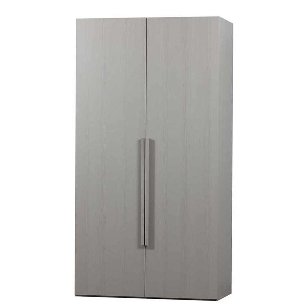 Grauer Schlafzimmerschrank im Skandi Design zwei Schubladen innen