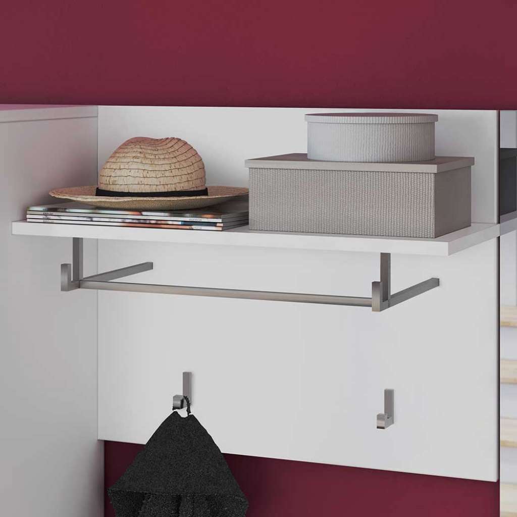 60 cm Garderobenpaneel in Weiß durchgehender Rückwand