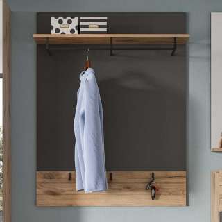 Wandgarderobe in Wildeichefarben und Grau 117 cm hoch - 90 cm breit