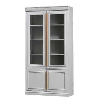 Vintage Wohnzimmervitrinenschrank in Hellgrau 110x215x44 cm
