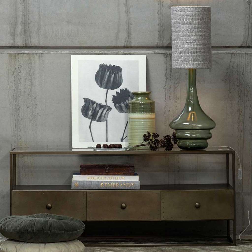 Design TV Lowboard im Industry und Loft Stil Altmessingfarben