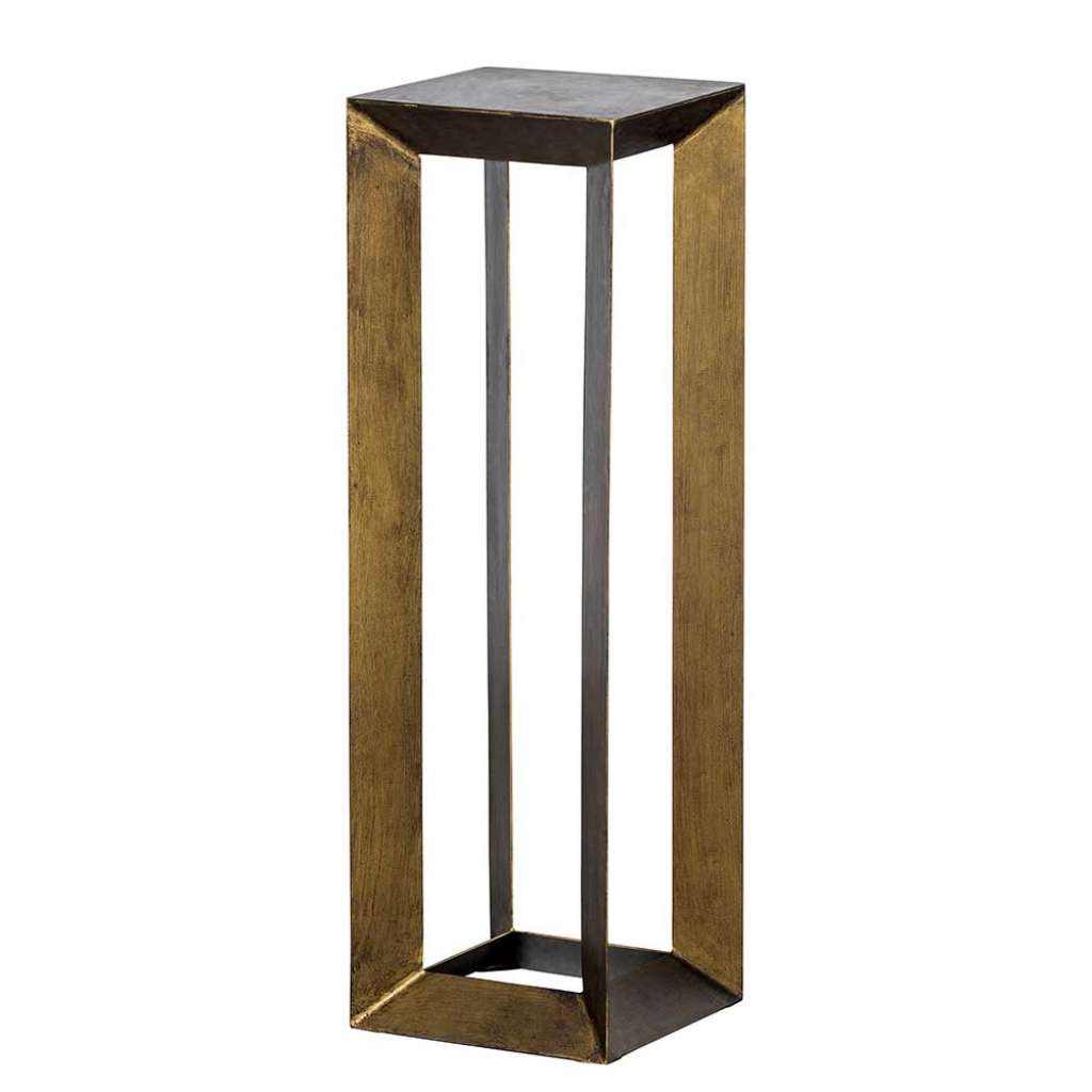 Metall Pflanzensäule in Altmessingfarben 81 cm hoch - 25 cm breit