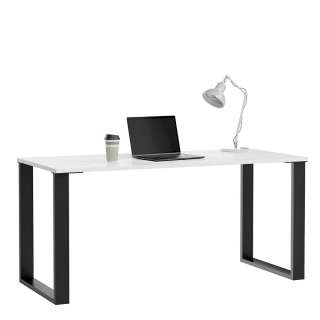 Moderner Schreibtisch in Weiß und Schwarz Bügelgestell