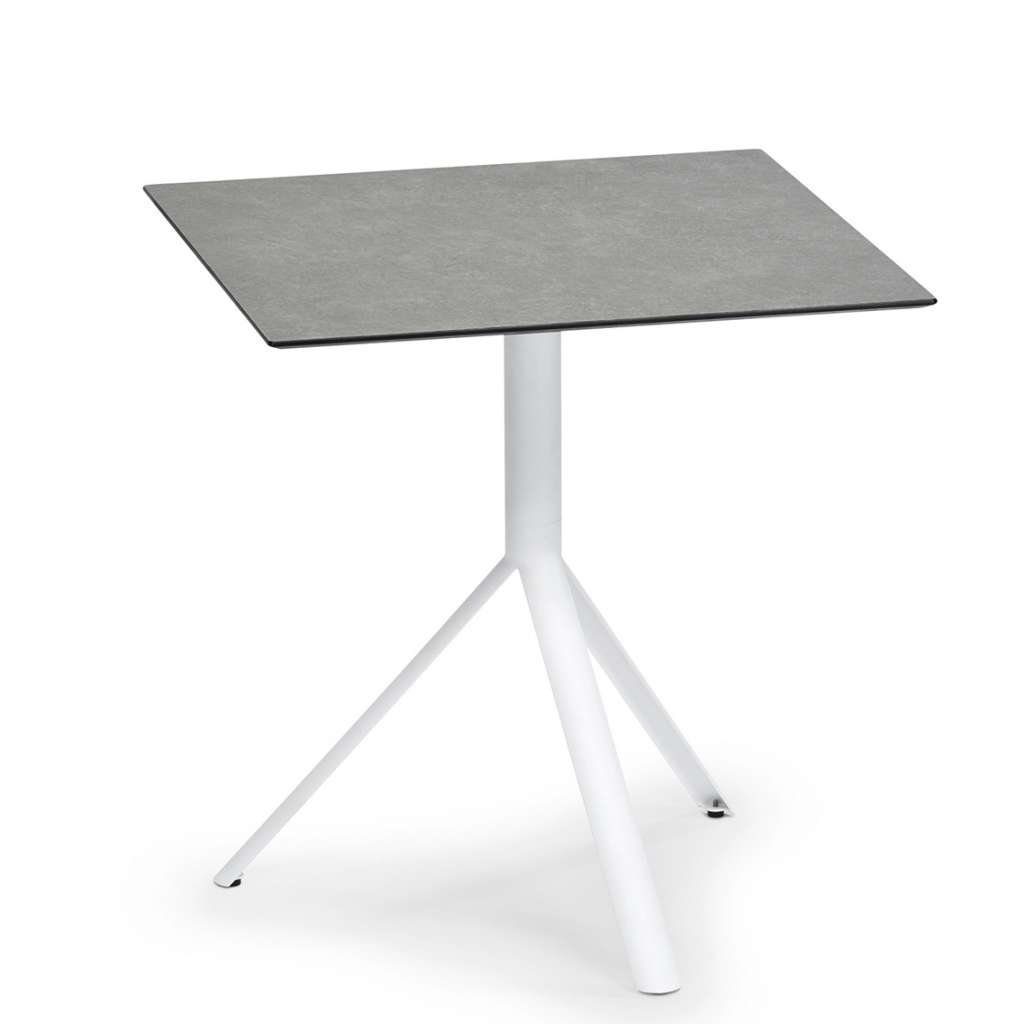 Weishäupl - Trio Bistrotisch eckig - HPL steingrau - Gestell weiß - 70 x 70 cm - indoor