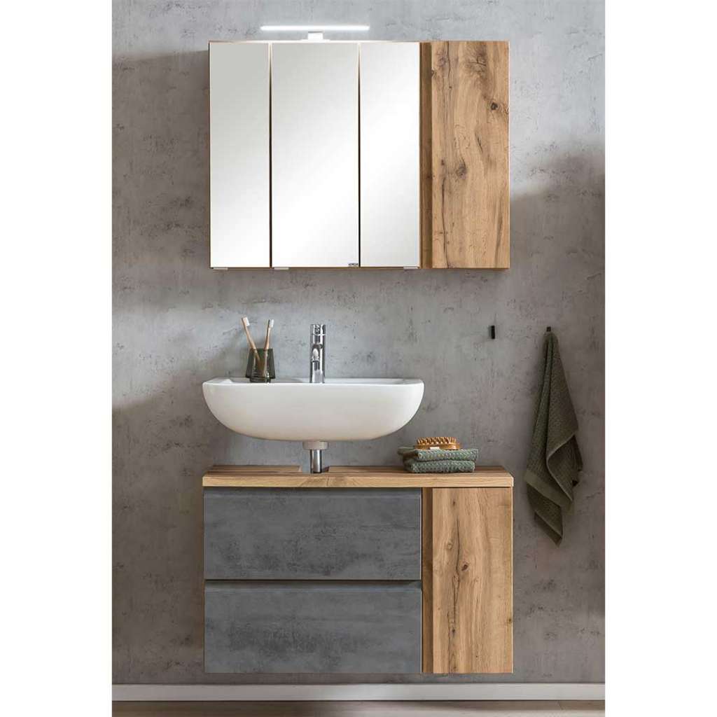 Modernes Badmöbel Set 85 cm breit LED Beleuchtung (zweiteilig)